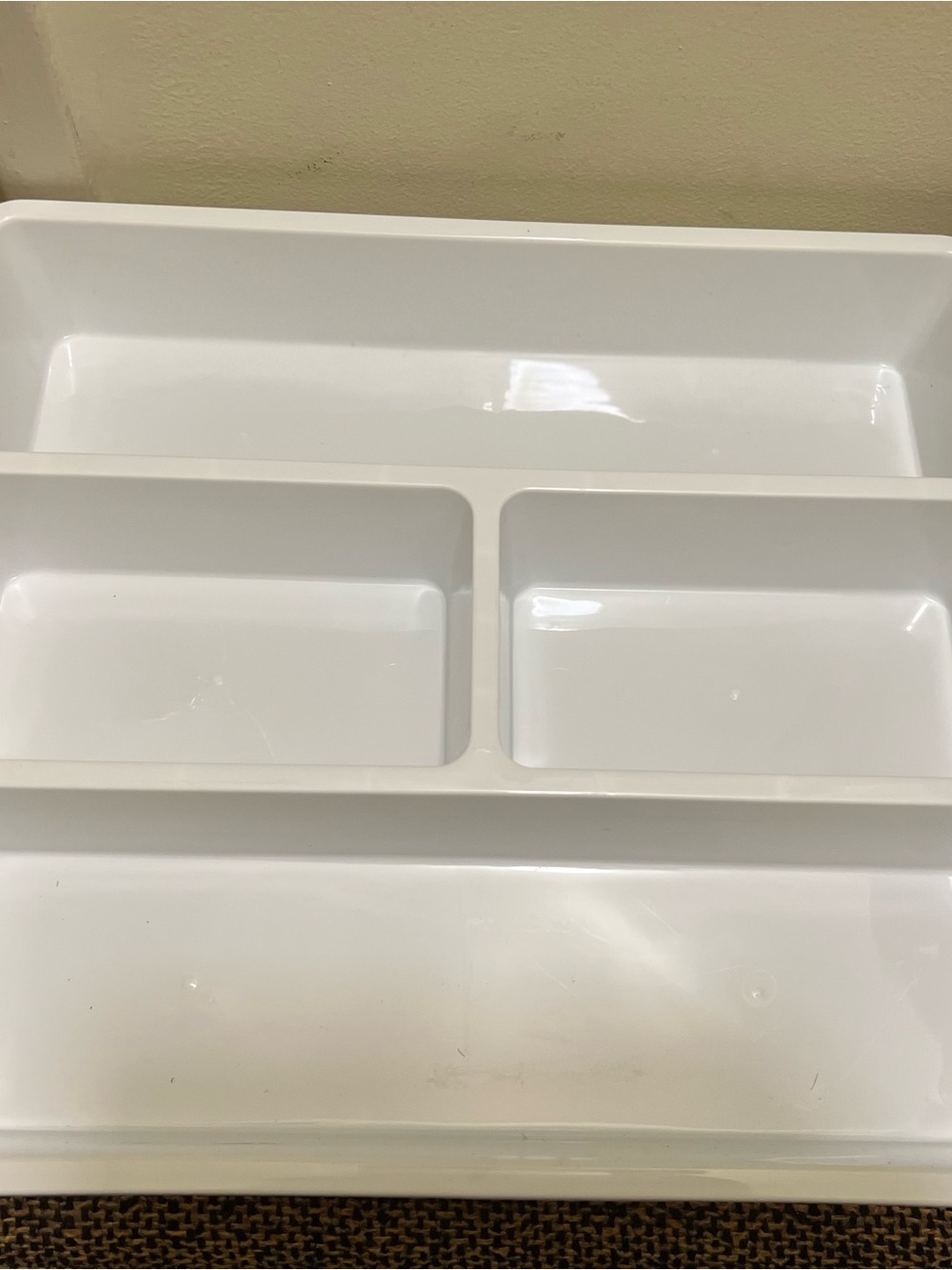 White Plastic Bathroom Organizer Tray - Multi-Compartment